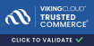 A blue banner with the words viking claims trusted by commercial.