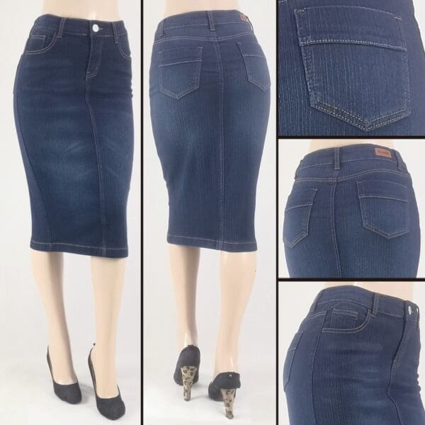 SG-79041 Dark Indigo Wash - Wholesale Skirts Faldas Mayoreo - Amor Sales