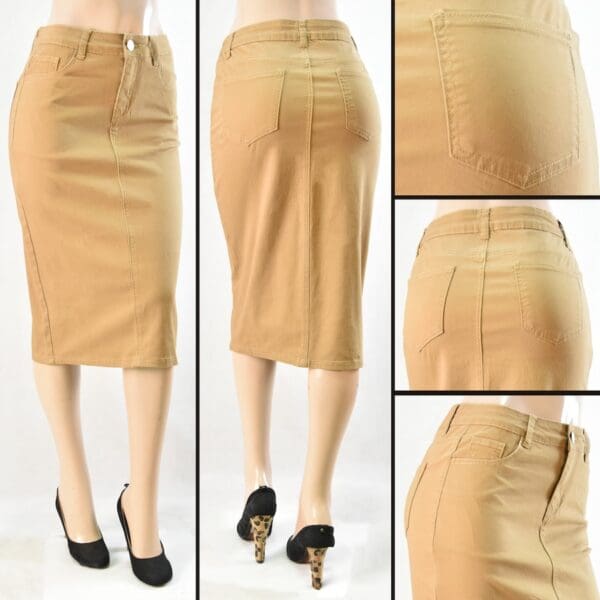 SG-79174A Khaki - Wholesale Skirts Faldas Mayoreo - Amor Sales