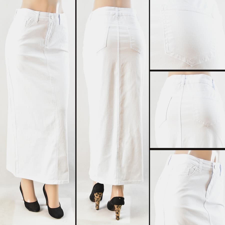 SG-89173A White - Wholesale Long Skirts Faldas Largas Mayoreo - Amor Sales