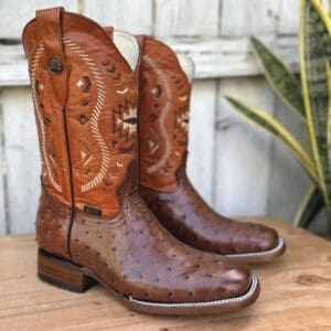 Bota Vaquera DA-420 Cognac Avestruz Imitacion - Botas Vaqueras de Avestruz Imitacion por Mayoreo - Botas Vaqueras Exoticas por Mayoreo