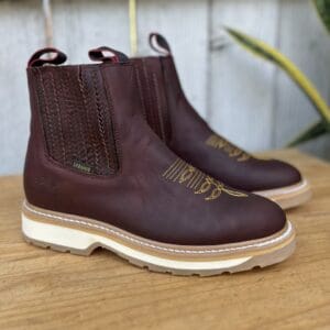 DB-380 Vino Botin Vaquero de Trabajo para Hombre por Mayoreo - Botines de Trabajo para Hombre por Mayor