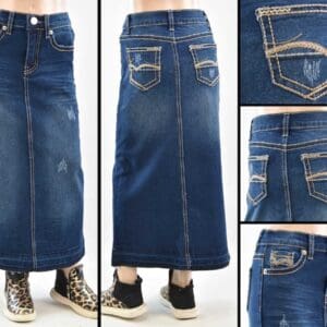 RK-88009KB Dark Indigo Wash - Wholesale Girl Skirts Faldas de Niñas Mayoreo - Amor Sales