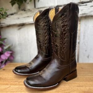 SB-Diana Cafe - Botas Vaqueras para Mujer de Piel Pull-Up por Mayoreo - Botas Vaqueras Mexicanas para Mujer por Mayoreo