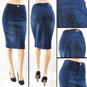 SG-79163 Dark Indigo Wash - Wholesale Skirts Faldas Mayoreo - Amor Sales