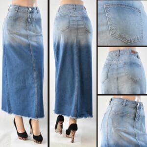 SG-89243 Shades Wash - Wholesale Long Skirts Faldas Largas Mayoreo - Amor Sales