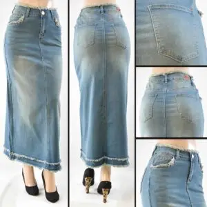 SG-89184 Vintage Wash - Wholesale Long Skirts Faldas Largas Mayoreo - Amor Sales