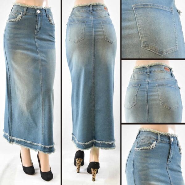 SG-89184 Vintage Wash - Wholesale Long Skirts Faldas Largas Mayoreo - Amor Sales