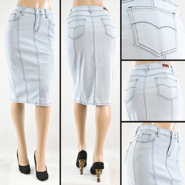 SG-77105 Light Indigo - Wholesale Skirts Faldas Mayoreo - Amor Sales