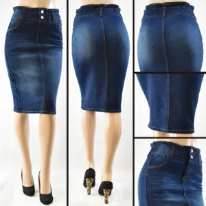 SG-79100 Dark Indigo Wash - Wholesale Skirts Faldas Mayoreo - Amor Sales