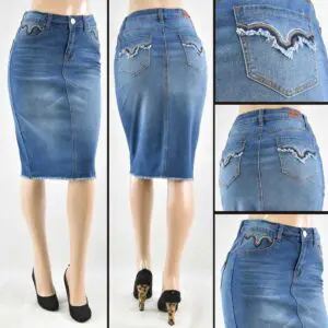 SG-79124 Indigo Wash - Wholesale Skirts Faldas Mayoreo - Amor Sales