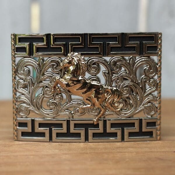 Hebilla Vaquera Rectangular con Caballo por Mayoreo - Hebillas Vaqueras Mexicanas para Hombre por Mayor