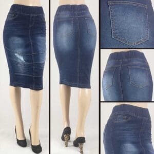 SG-79020 Dark Indigo Wash - Wholesale Skirts Faldas Mayoreo - Amor Sales