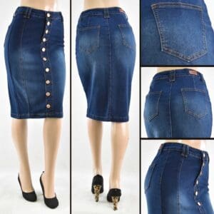 SG-79120 Dark Indigo Wash - Wholesale Skirts Faldas Mayoreo - Amor Sales