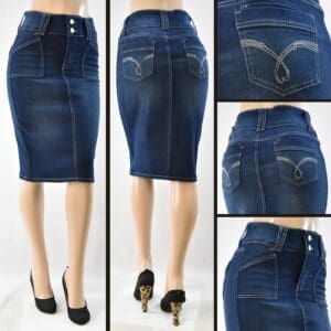 SG-79126A Dark Indigo Wash - Wholesale Skirts Faldas Mayoreo - Amor Sales